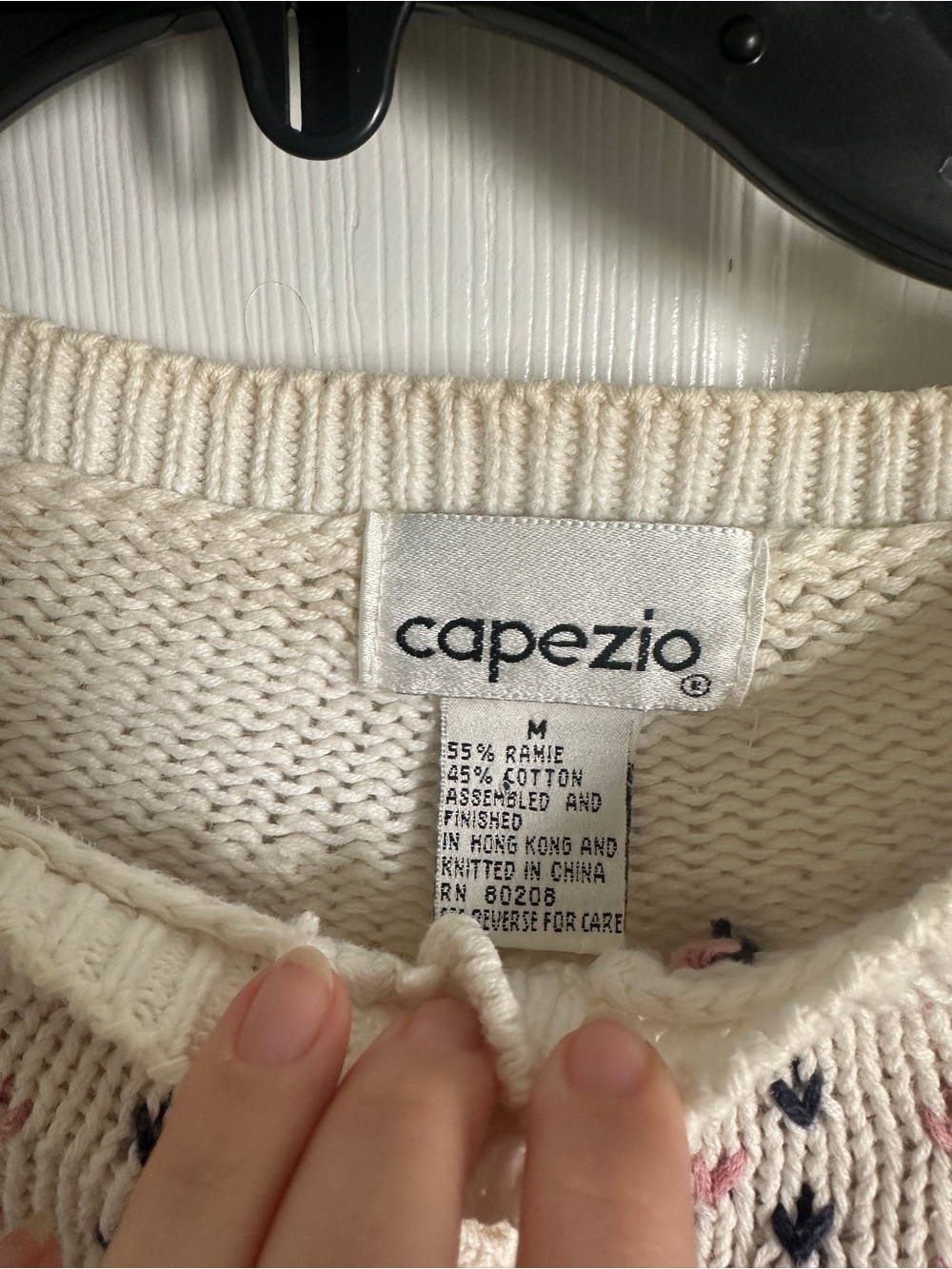 Vintage Capezio Cream Fair Isle Button Cardigan with Multicolor Yoke - Picture 6 of 8